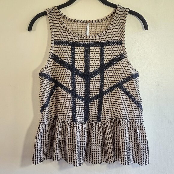 Free People Peplum Crochet Knit Tank Top  Coquette Indie Dainty Festival Boho XS - Picture 5 of 9